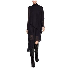 BCBGMAXAZRIA Women's Asymmetrical Turtleneck Midi Dress